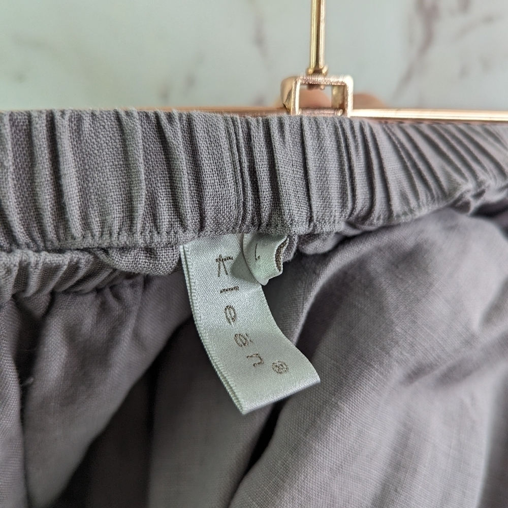 Kleen Pants Womens Large Purple Gray Pull On Linen Elastic Cropped High Rise - Picture 3 of 9